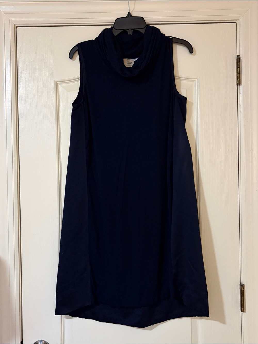 Sleeveless Navy Cowl Neck Dress